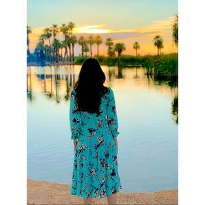 Velvet Torch Midi Floral Tiered Dress-Size XS